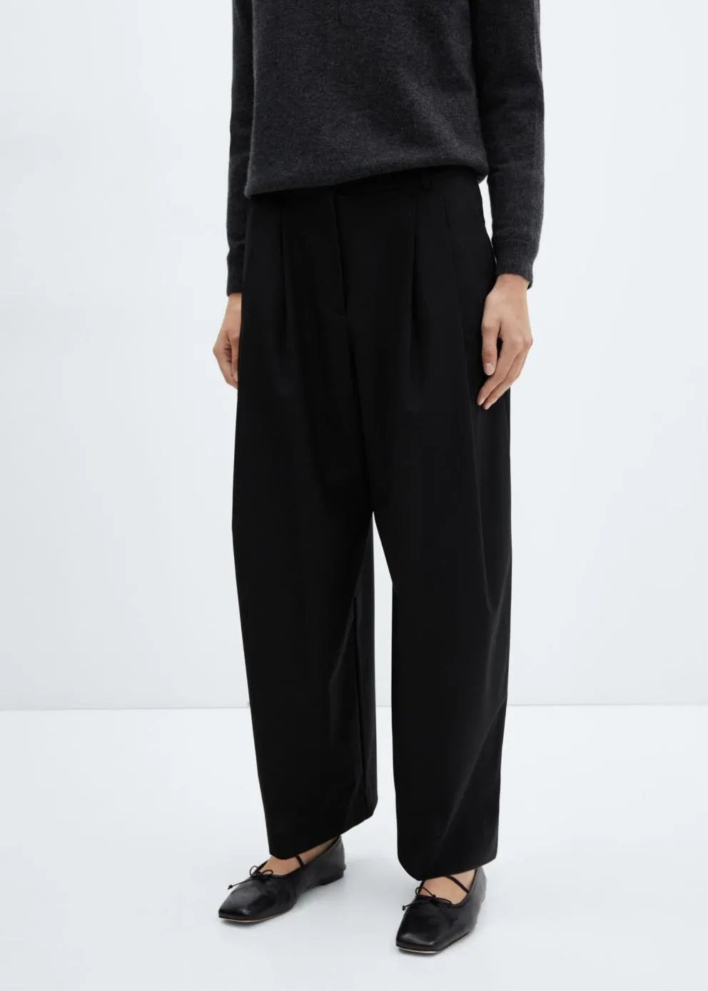 Pantalon | Femme MANGO Pantalon Laine Wideleg Noir