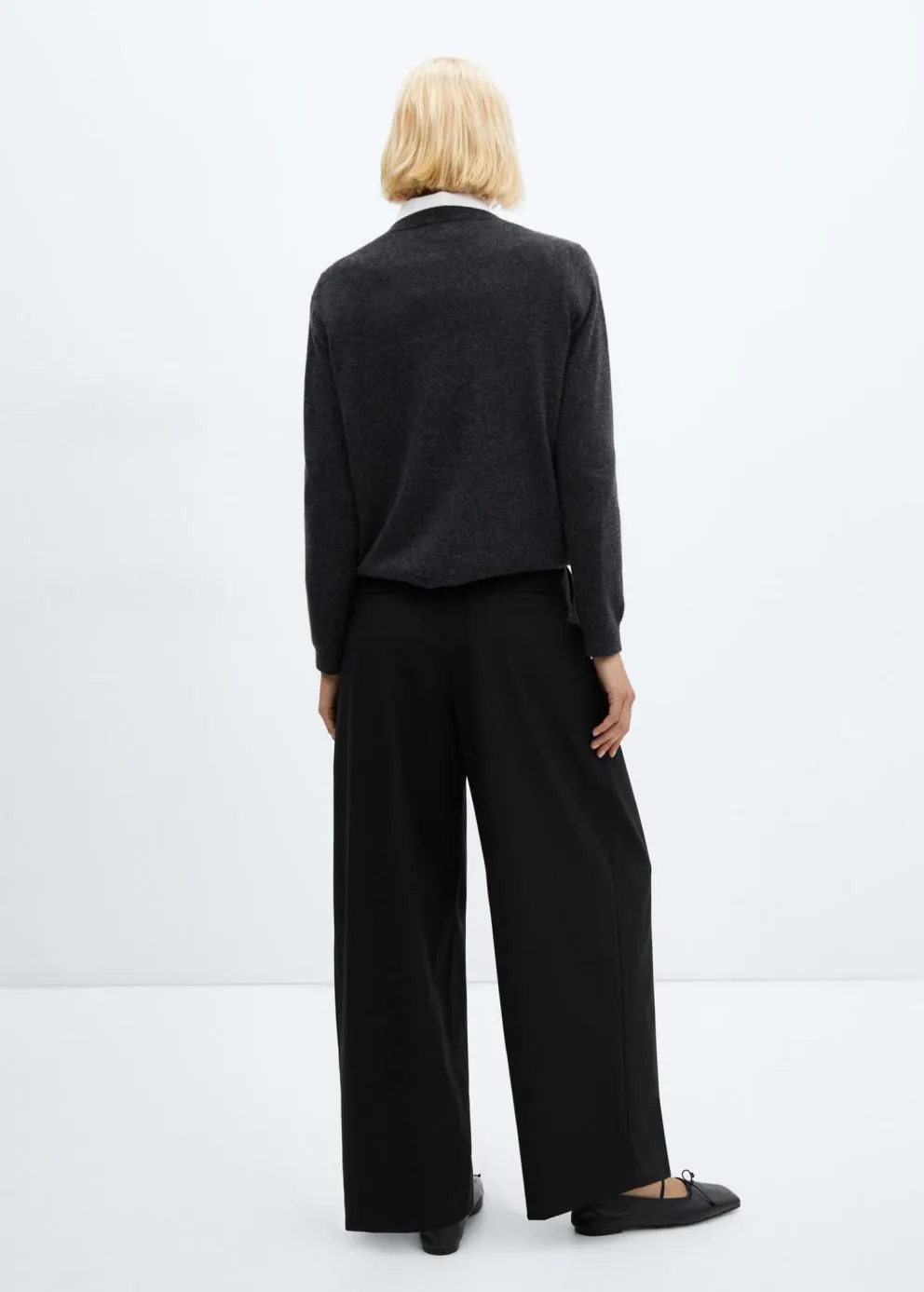 Pantalon | Femme MANGO Pantalon Laine Wideleg Noir