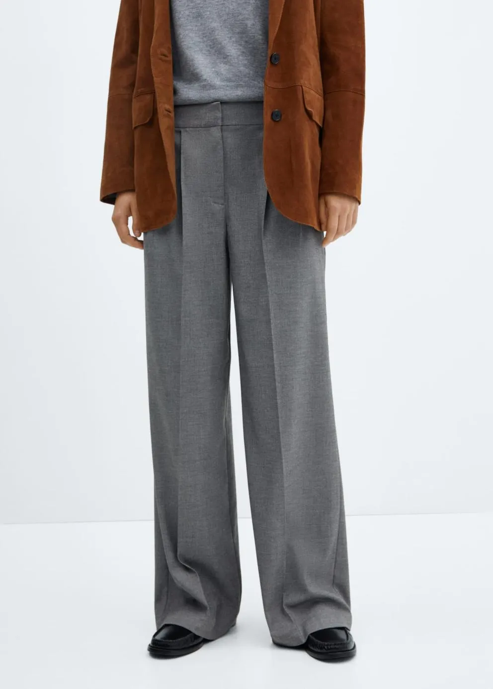 Pantalon | Femme MANGO Pantalon Pinces Wideleg Gris