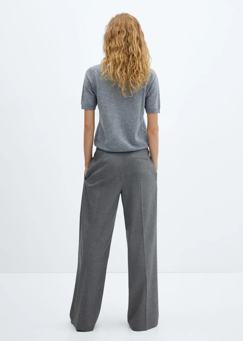 Pantalon | Femme MANGO Pantalon Pinces Wideleg Gris