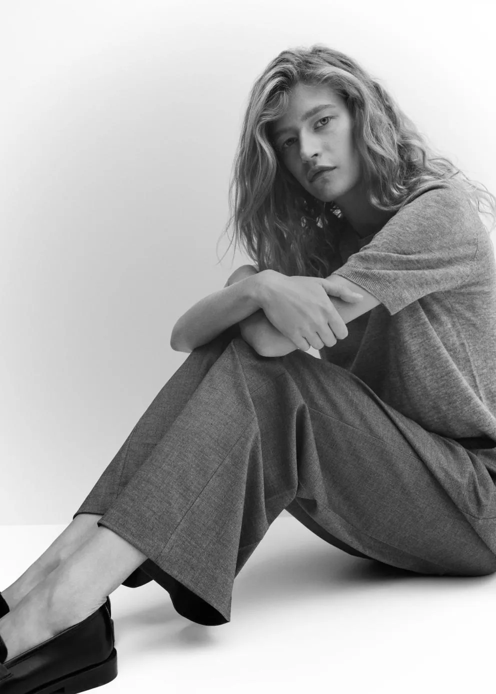Pantalon | Femme MANGO Pantalon Pinces Wideleg Gris