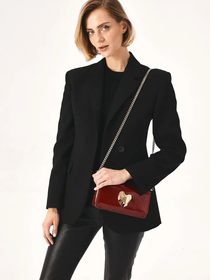 Sac à main en cuir verni froissé marron